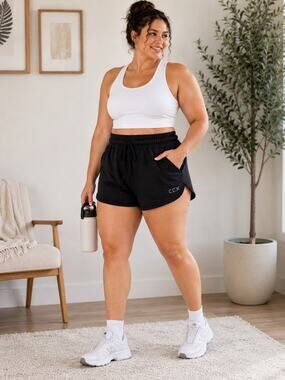CCX City Chic Plus Size 14 Black Athletic Running Lounge Shorts